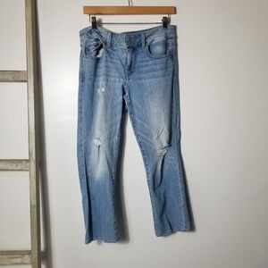 AMERICAN EAGLE WOMEN'S ARTIST CROP STRETCH DISTRESSED JEANS SIZE 8